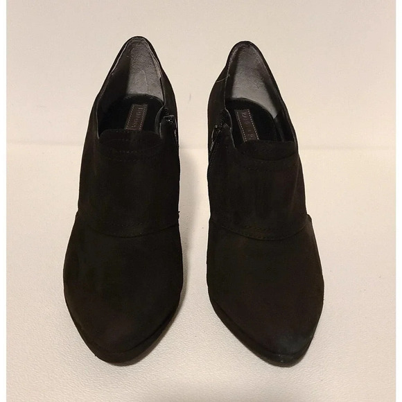 BANANA REPUBLIC BLACK suede PUMPS HEELS SHOES CUT OUT ON SIDE WITH ZIPPER SZ 8 - Picture 2 of 12